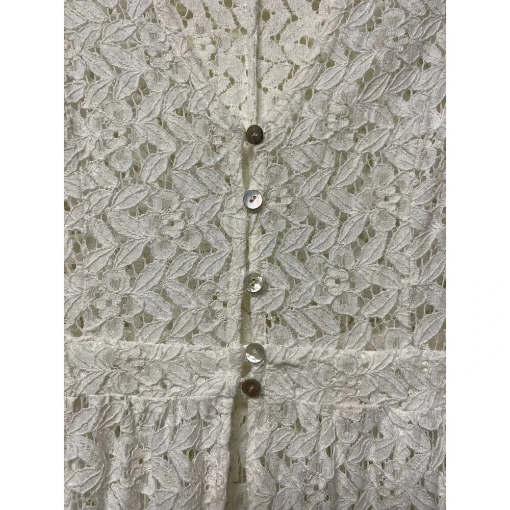 FOREVER 21 Lace Maxi Mother of Pearl Button Front Cardigan/Duster, Coverup, Sz S